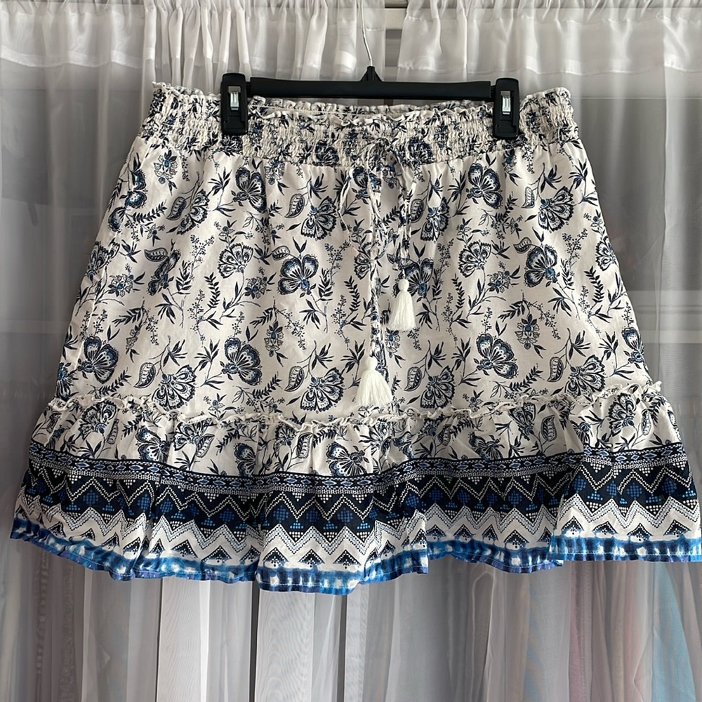 Blue and White Mini Skirt